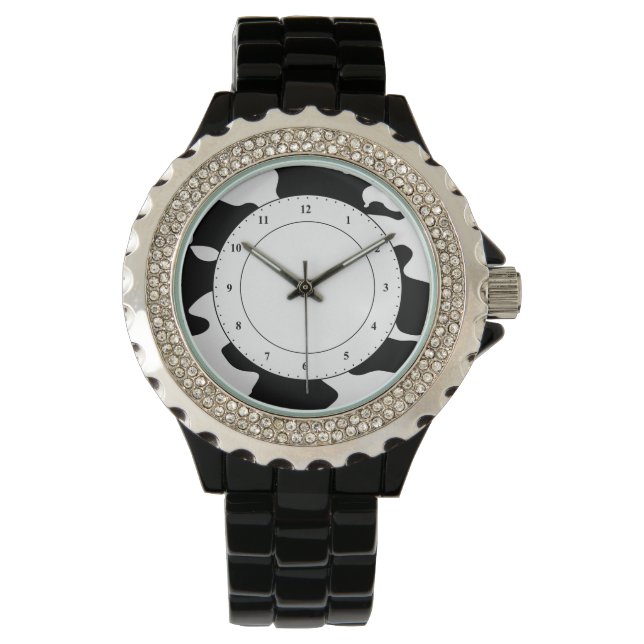 Reloj De Pulsera Patrón de vaca negro y blanco (Anverso)