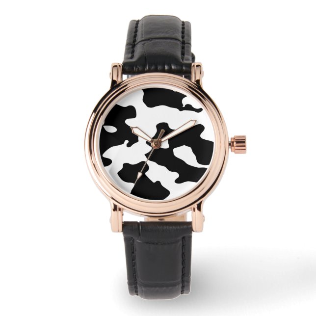 Reloj De Pulsera Patrón de vaca negro y blanco (Anverso)