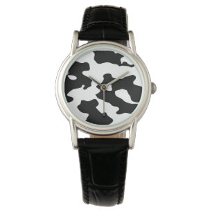 Reloj De Pulsera Patrón de vaca negro y blanco