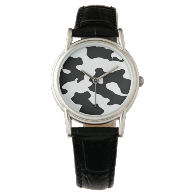 Reloj De Pulsera Patrón de vaca negro y blanco (Anverso)