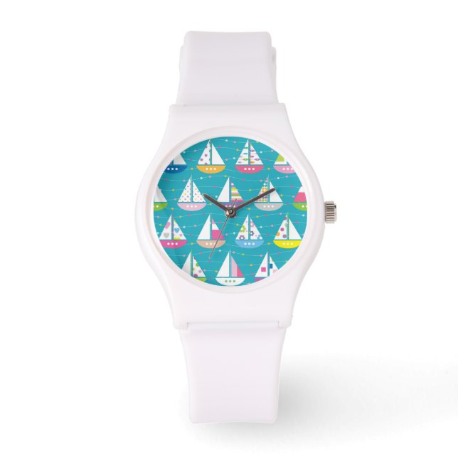 Reloj De Pulsera Patrón de velero Pastel (Anverso)