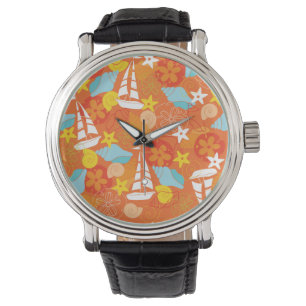 Reloj De Pulsera Patrón de velero tropical