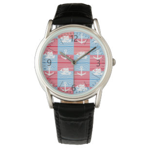 Reloj De Pulsera Patrón de velero y ancla