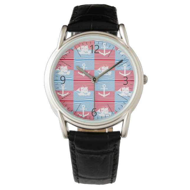 Reloj De Pulsera Patrón de velero y ancla (Anverso)