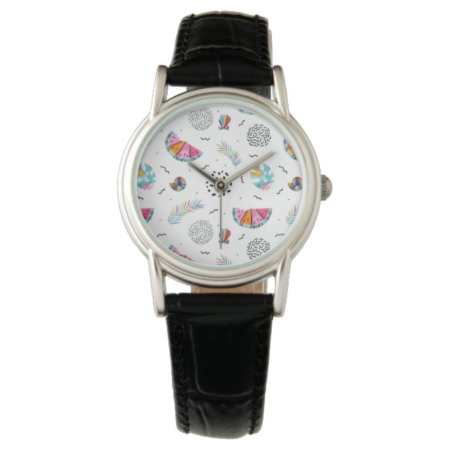 Reloj De Pulsera Patrón de verano tropical de estilo Memphis (Anverso)