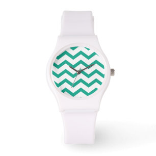Reloj De Pulsera Patrón de ZigZag Chevron verde