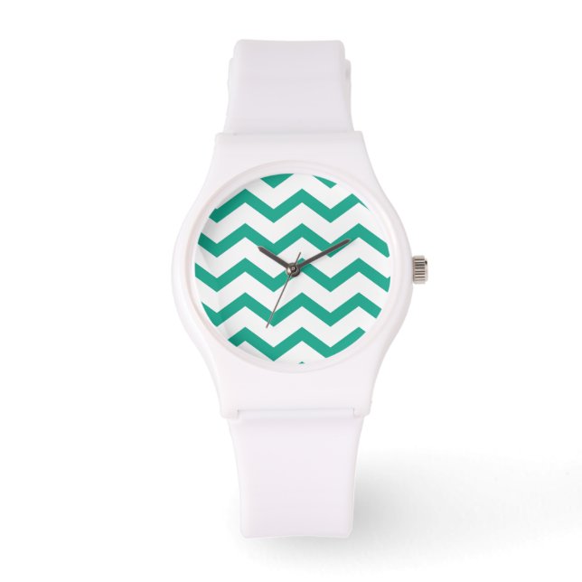 Reloj De Pulsera Patrón de ZigZag Chevron verde (Anverso)