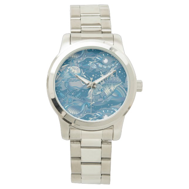 Reloj De Pulsera Patrón del Mar Tropical (Anverso)