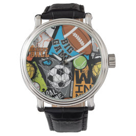 Reloj De Pulsera Patrón Deportivo Con Balones