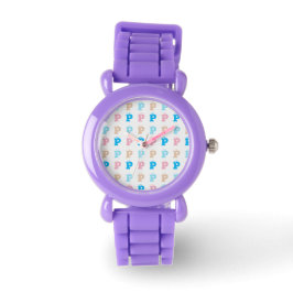 Reloj De Pulsera Patrón elegante de letras divertidas en monogramad