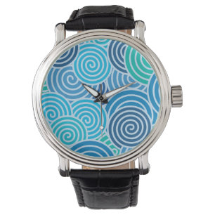 Reloj De Pulsera Patrón espiral azul moderno