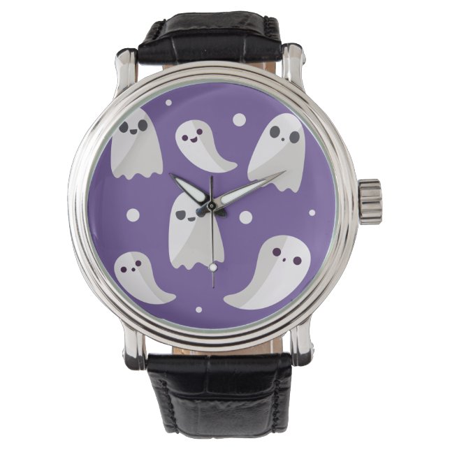 Reloj De Pulsera Patrón fantasma morado de Halloween (Anverso)
