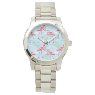 Reloj De Pulsera Patrón Flamingo