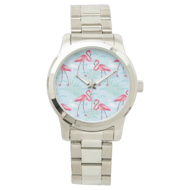 Reloj De Pulsera Patrón Flamingo (Anverso)