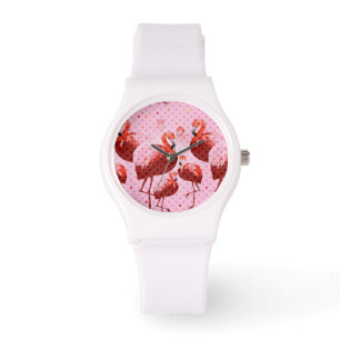 Reloj De Pulsera Patrón Flamingo de color de agua