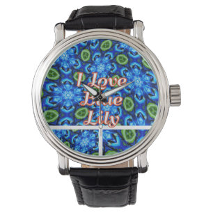Reloj De Pulsera Patrón floral azul abstracto