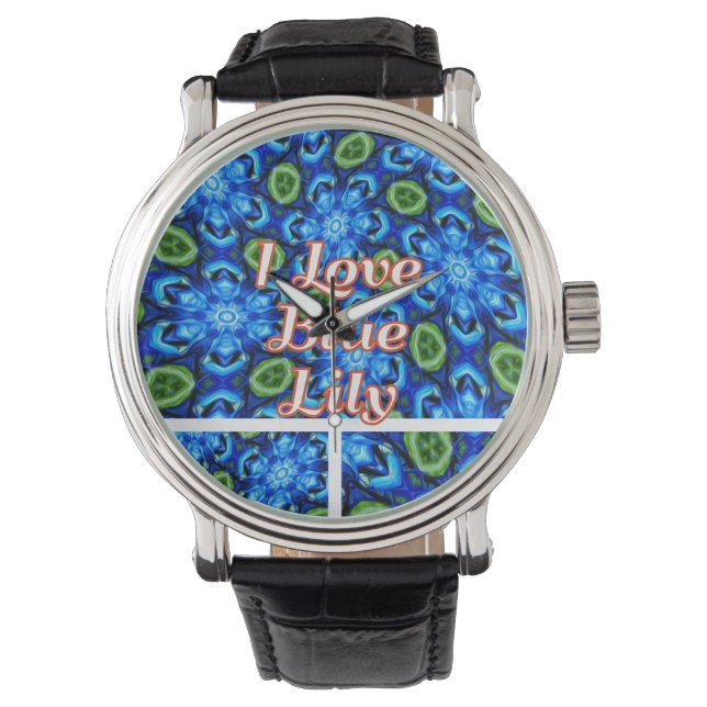 Reloj De Pulsera Patrón floral azul abstracto (Anverso)