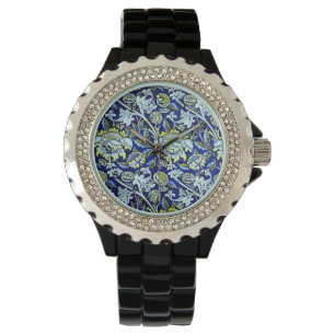 Reloj De Pulsera Patrón floral azul William Morris