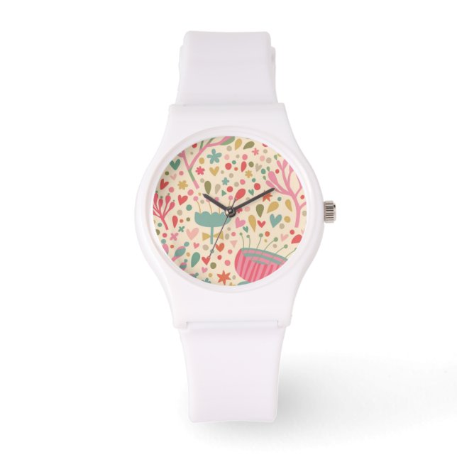 Reloj De Pulsera Patrón floral brillante (Anverso)