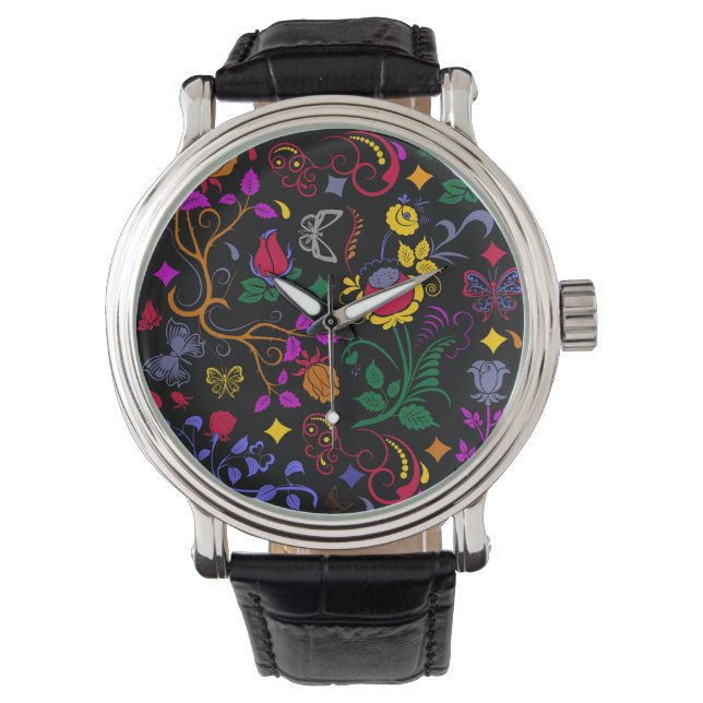 Reloj De Pulsera Patrón floral colorido (Anverso)