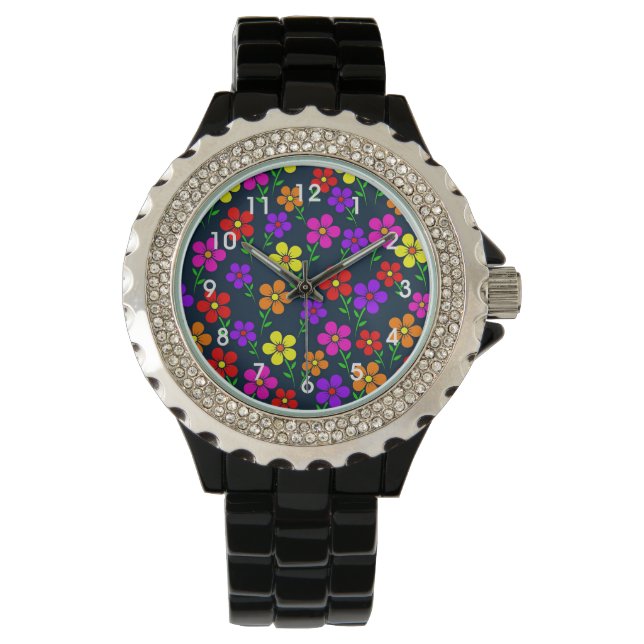 Reloj De Pulsera Patrón floral colorido (Anverso)