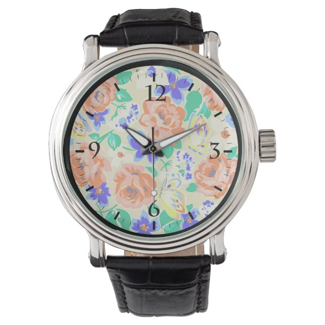 Reloj De Pulsera Patrón floral colorido (Anverso)