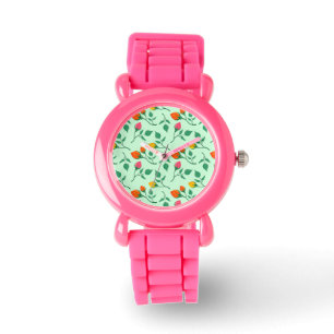 Reloj De Pulsera Patrón floral con flores subió de color