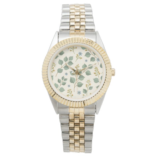 Reloj De Pulsera Patrón floral continuo de eucalipto (Anverso)