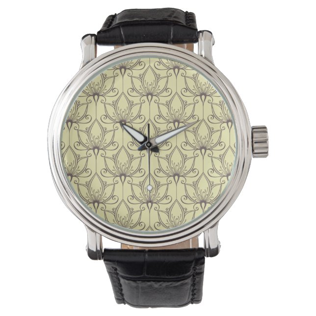 Reloj De Pulsera Patrón floral crema (Anverso)