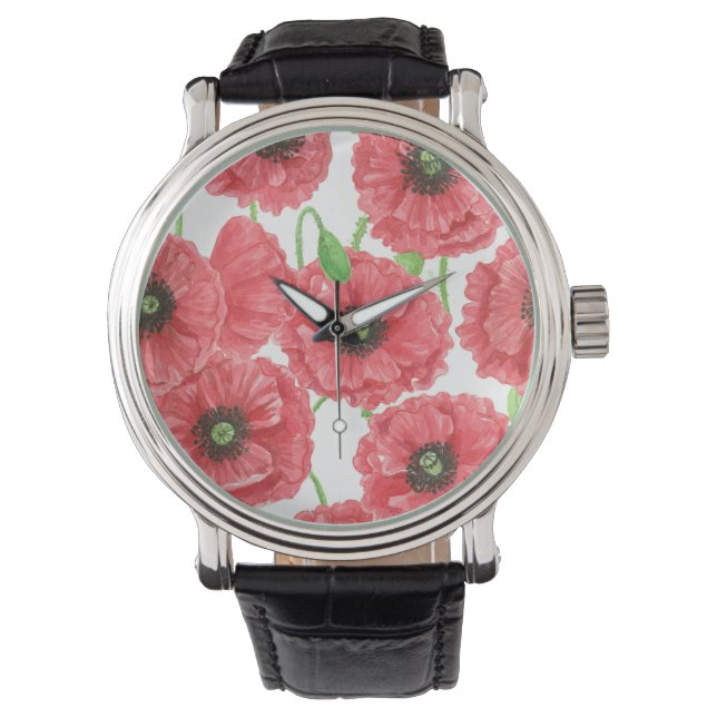 Reloj De Pulsera Patrón floral de cachorros acuáticos (Anverso)