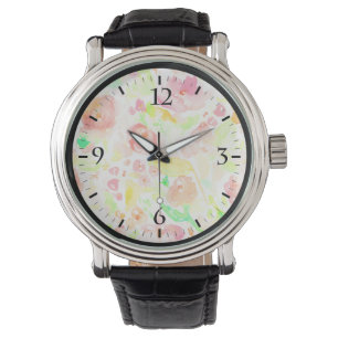 Reloj De Pulsera Patrón floral de coloración de agua de color claro