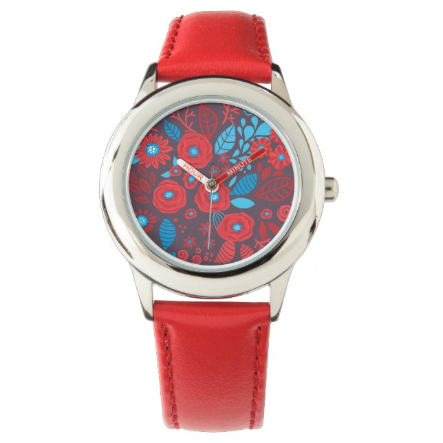 Reloj De Pulsera Patrón floral de Doodle (Anverso)