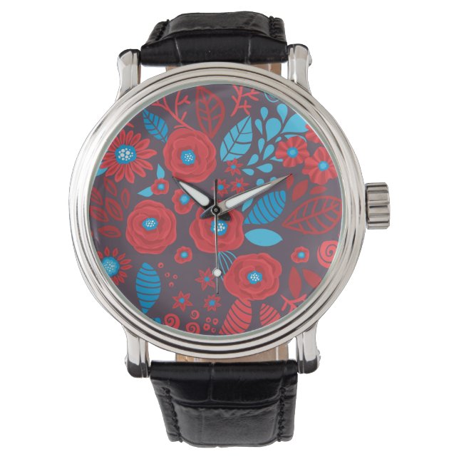 Reloj De Pulsera Patrón floral de Doodle (Anverso)