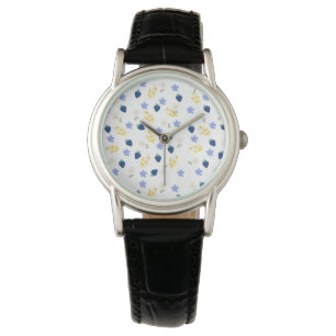Reloj De Pulsera Patrón floral de flor silvestre y zarzamora