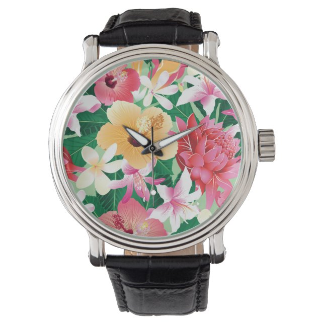 Reloj De Pulsera Patrón floral de Hibiscus tropical (Anverso)