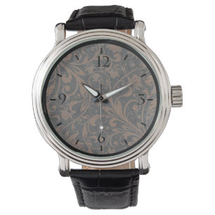 Reloj De Pulsera Patrón floral de tigre marrón oscuro