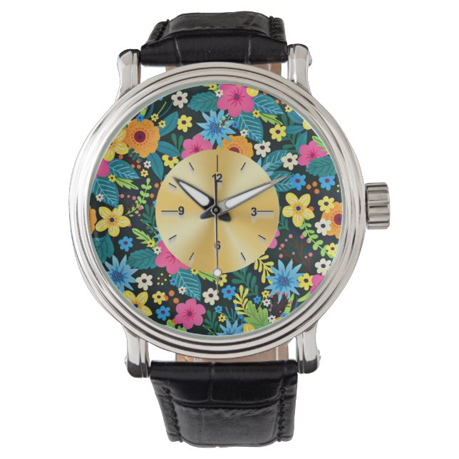 Reloj De Pulsera Patrón floral de vibrante Ditsy-43785 (Anverso)