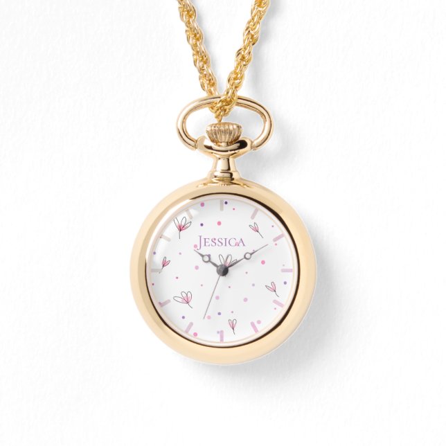 Reloj De Pulsera Patrón floral dibujado simple (Anverso)