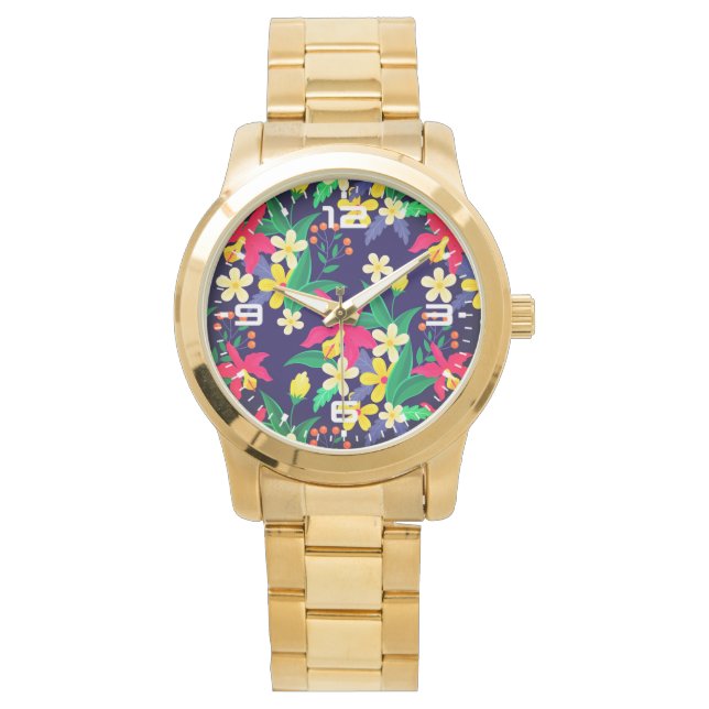Reloj De Pulsera Patrón floral exótico colorido-23021 (Anverso)
