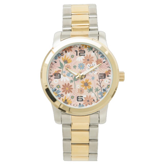 Reloj De Pulsera Patrón floral pintado a mano-23136 (Anverso)