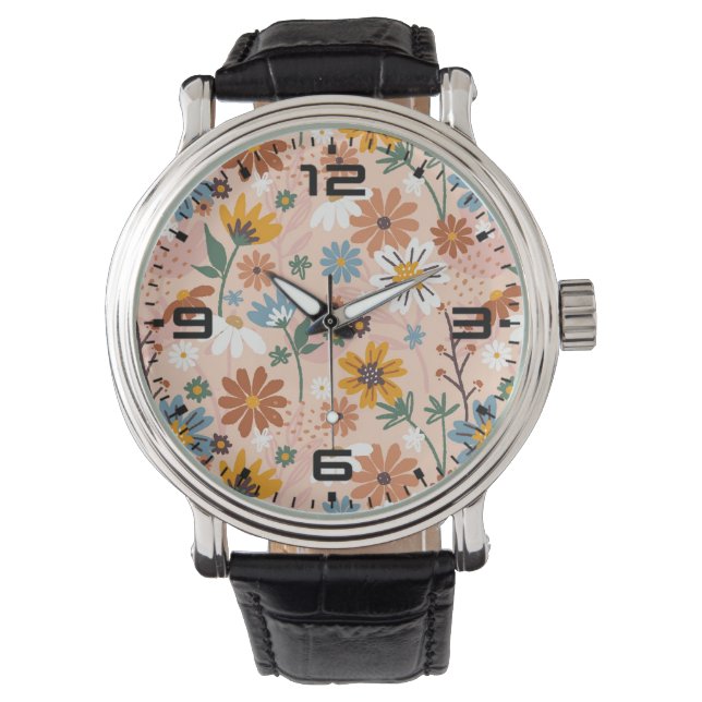 Reloj De Pulsera Patrón floral pintado a mano-23136 (Anverso)