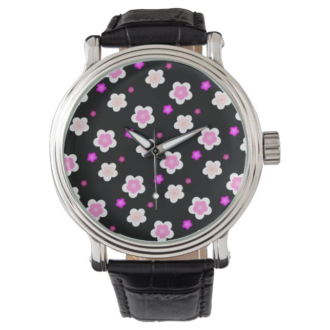 Reloj De Pulsera Patrón floral púrpura de gradiente acuático de pri (Anverso)