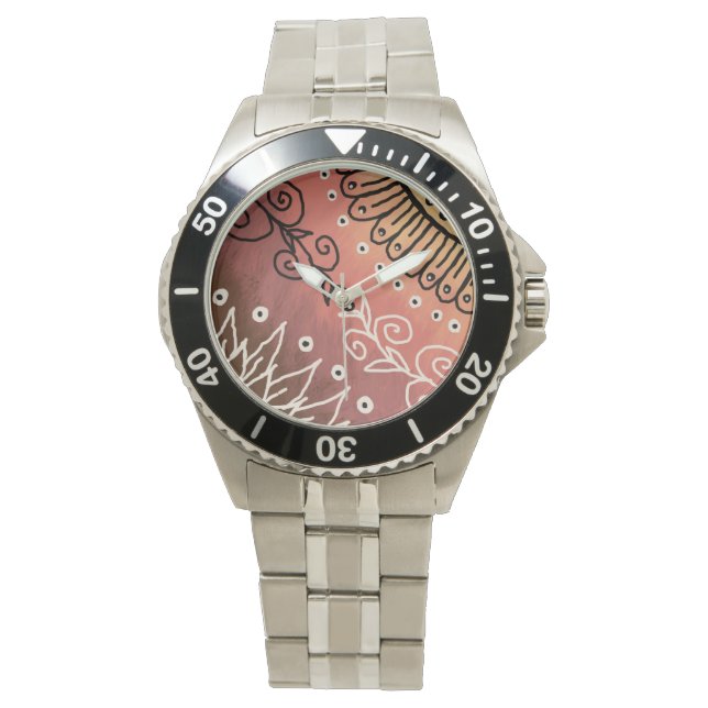 Reloj De Pulsera Patrón floral rojo (Anverso)