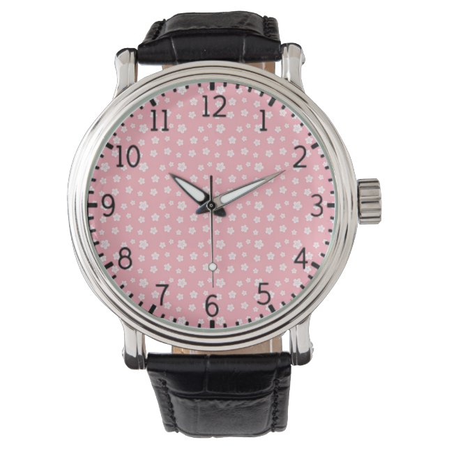 Reloj De Pulsera Patrón floral rosado (Anverso)