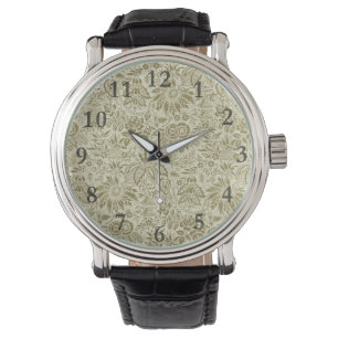 Reloj De Pulsera Patrón floral Sage verde Damasco antiguo