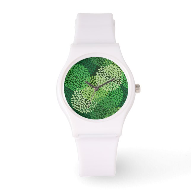 Reloj De Pulsera Patrón floral verde (Anverso)