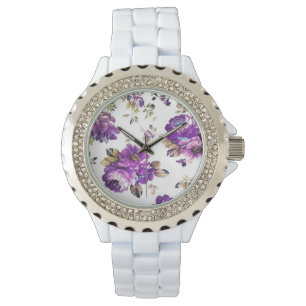 Reloj De Pulsera Patrón floral violeta