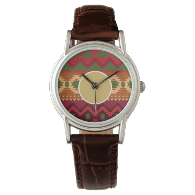 Reloj De Pulsera Patrón folclórico nórdico | Decoración personaliza (Anverso)