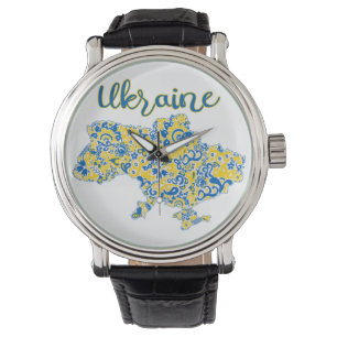 Reloj De Pulsera Patrón folclórico y tipografía de Ucrania