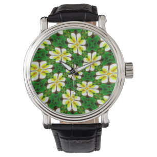 Reloj De Pulsera Patrón frangipano amarillo